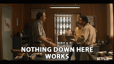 Netflix Men In Office Saying Nothing Down Here Works GIF