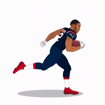 New England Football Player Running With Ball On Head GIF