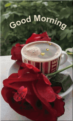 New Good Morning Flower And Hot Coffee GIF