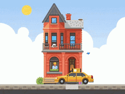 New House Animated Day Night  GIF