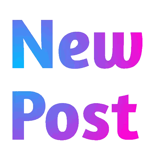 New Post Text In Blue And Purple Sticker