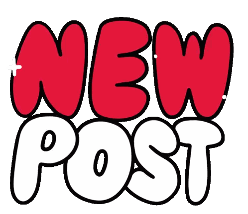 New Post Text In Red And White Sticker