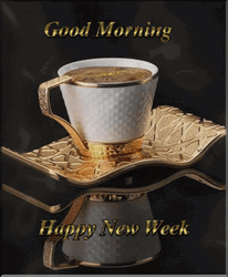 New Week Golden Cup Of Coffee GIF