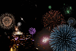 New Year's Colorful Fireworks Display GIF