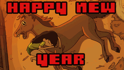 New Year's Eve Girl And Horse GIF
