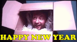 New Year's Eve Man Inside Box GIF