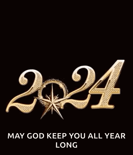 New Year's Greeting Card With Fireworks 2024 GIF