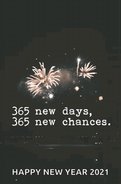 New Year's Greeting Card With Fireworks Saying 365 New Days 365 New Chances GIF