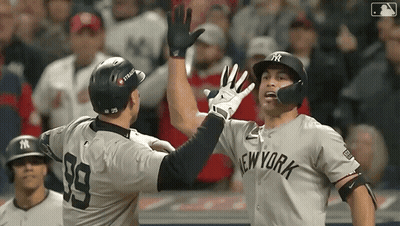 New York Baseball Players High Five GIF