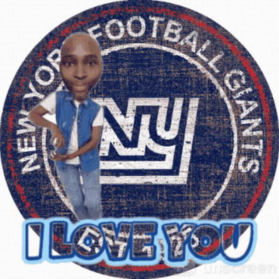 New York Football Giants Logo With Man in Blue Vest