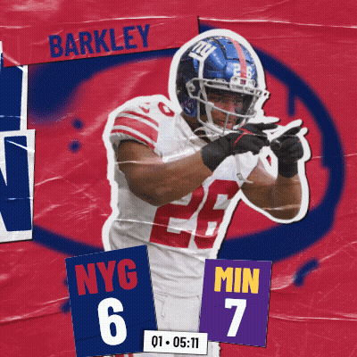 New York Giants Barkley On Red And Blue Background GIF
