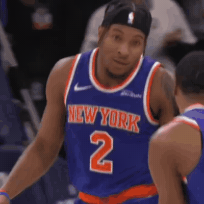 New York Knicks Basketball Player In Blue Jersey GIF