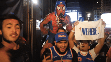 New York Knicks Fans Cheering Frantically GIF