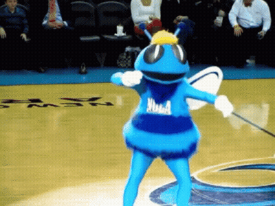 New York Knicks Mascot On Basketball Court GIF