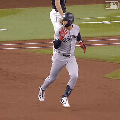 New York Yankees Baseball Player Running To Home Plate GIF