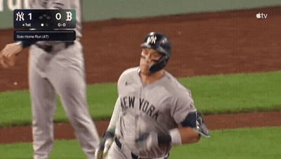 New York Yankees Baseball Player Running To Home Plate GIF