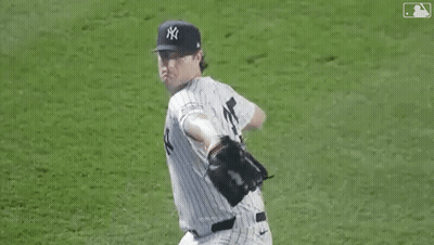 New York Yankees Pitcher Standing On Baseball Field GIF