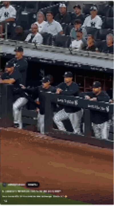 New York Yankees Sitting In Dugout Watching Game GIF