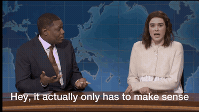 News Show Couple Saying Hey It Only Has To Make Sense GIF