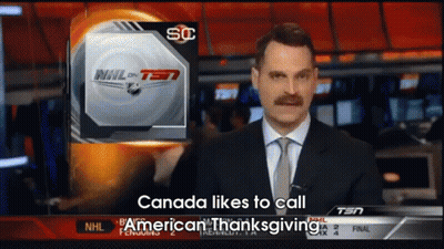 Newscaster Says Canada Likes To Call American Thanksgiving GIF