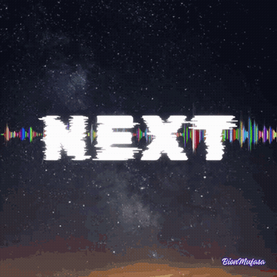 Next On Dark Background With Stars GIF