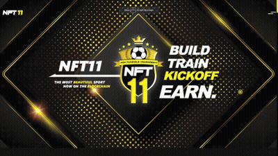NFT11 Advertisement Saying Build Train Kickoff Earn GIF