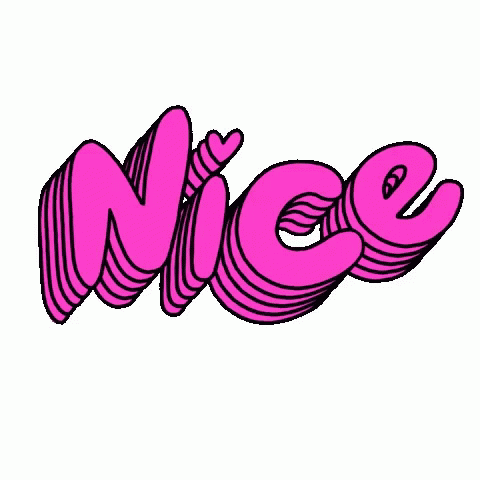 Nice Word in Pink with Hearts