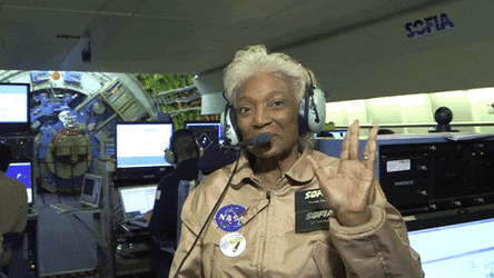 Nichelle Nichols At Nasa Wearing Headphones GIF