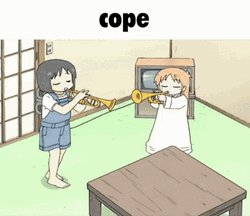 Nichijou Playing Their Flutes GIF