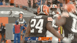 Nick Chubb And Teammates Rejoicing After Touchdown GIF