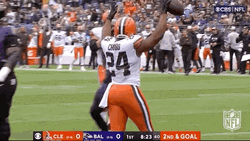 Nick Chubb Raising His Arms GIF