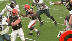 Nick Chubb Strong Stiff Arm GIF