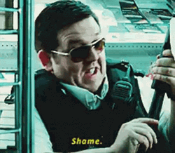 Nick Frost Shame Loading Gun GIF