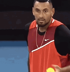 Nick Kyrgios Wiping His Face With Ball