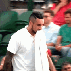 Nick Kyrgios With Towel In His Mouth