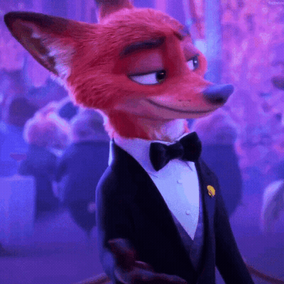 Nick Wilde From Zootopia Is Wearing A Tuxedo And Bow Tie GIF