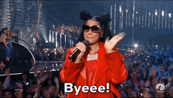 Nicki Minaj On An Awards Event Waving Byeeee GIF