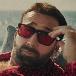 Nicolas Cage In Red Sunglasses Pedro Pascal GIF