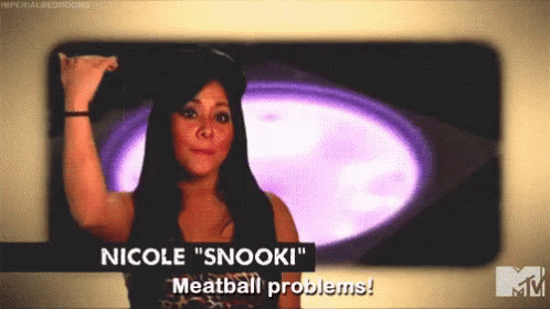 Nicole Snooki Says Meatball Problems In Front Of A Tv Screen GIF