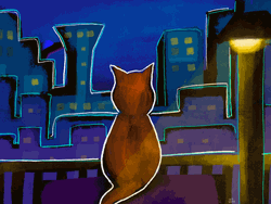 Night City Cat Art GIF