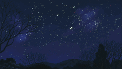 Night Sky Sparkling Stars Anime Landscape