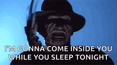 Nightmare On Elm Street Character Screaming Holding Knife GIF