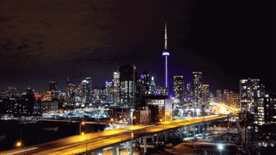 Nighttime City View With CN Tower GIF