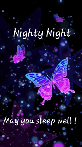 Nighty Night Greeting Card With Purple Butterflies GIF