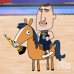 Nikola Jokić Riding Horse With Mvp Trophy GIF