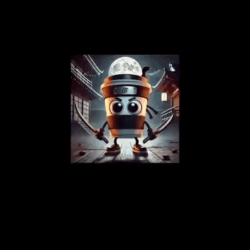 Ninja Coffee Cup With Swords GIF