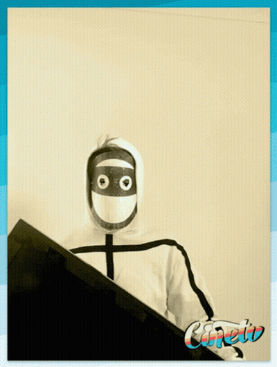 Ninja Peeking From Behind Wall With Cineto GIF