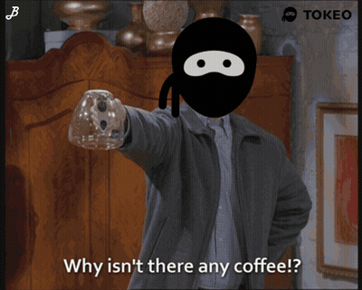 Ninja Pointing Saying Why Isn't There Any Coffee GIF