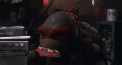 Ninja Turtle Cheese Pull Pizza Time GIF
