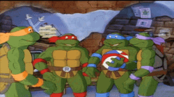 Ninja Turtle Team High Five GIF